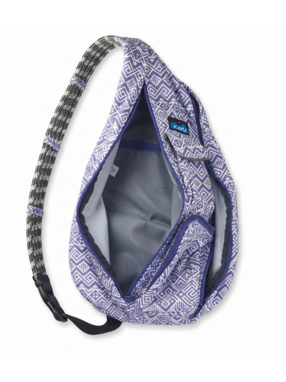 KAVU Rope Sling Crossbody Bag -"Purple Quilt" hiking backpack - Picture 2 of 5